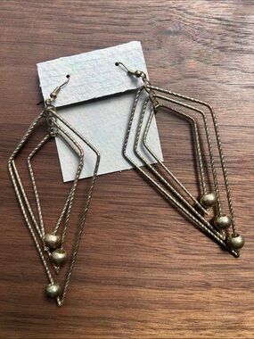 Gold Geometric Multi-Tier Drop Earrings - Women Jewelry